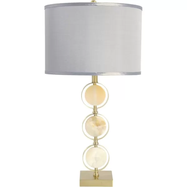 Creative CoOp Marble ampamp Metal Natural Linen Shade Table LampNatural