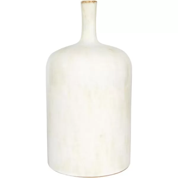 Creative CoOp Medium Cream Stoneware Green Accents ampamp Reactive Glaze Finish Each one Will Vary Vases WhiteMedium