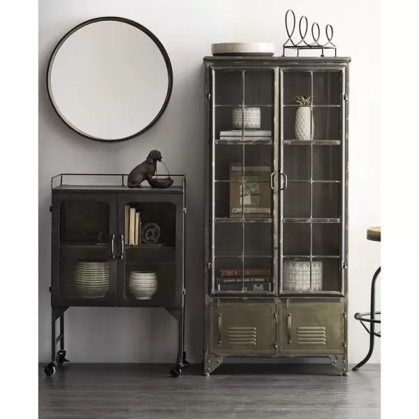 Creative CoOp Metal Shelves ampamp 4 Doors Cabinets and Shelf Units WhiteDistressed Black