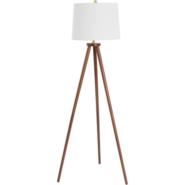 Creative CoOp Mid Century Modern Tripod Wood Floor Lamp with Linen Shade Natural and CreamWhite