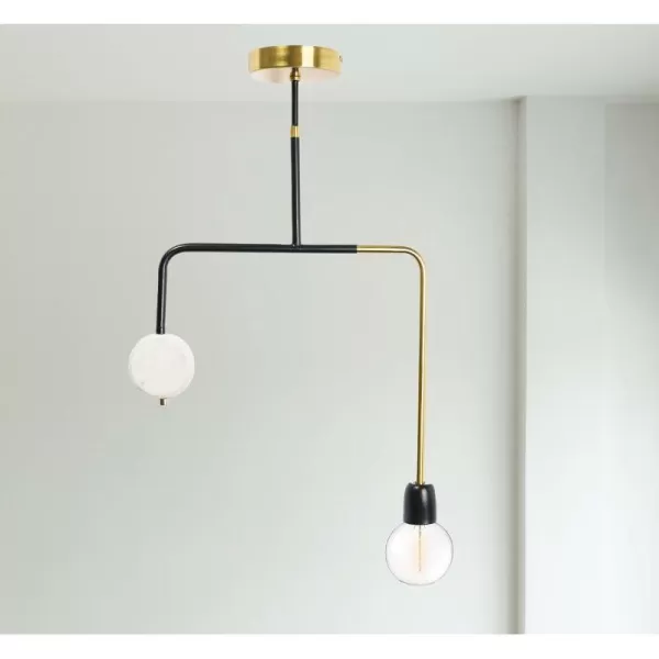 Creative CoOp Modern Lamp Minimalist Geometric Kitchen Lighting Pendant Gold and Marble