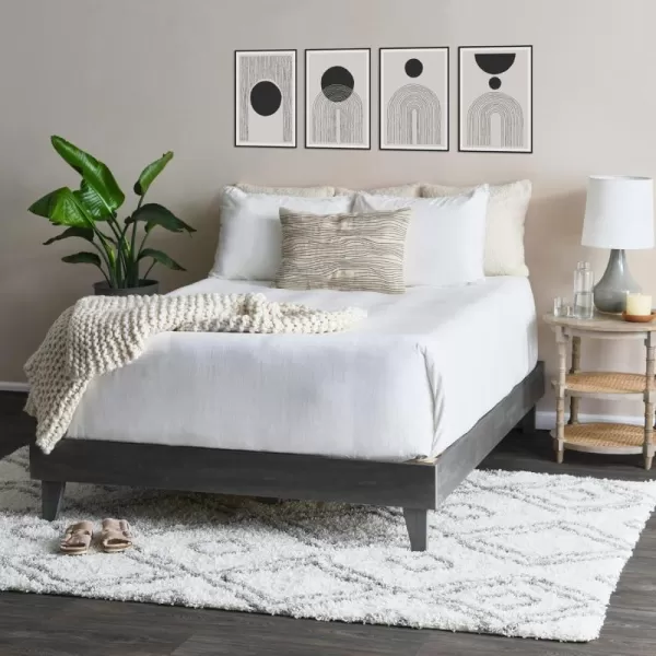 Creative CoOp Modern Platform Queen Bed 62quot L x 82quot W x 14quot H BlackCharcoal