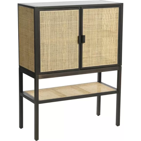 Creative CoOp Pine Wood Natural Rattan Details Cabinet GreyGrey