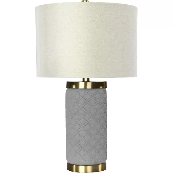 Creative CoOp Raw Concrete Imprinted Diamond Design and Metal Accents Table Lamp GreyGray