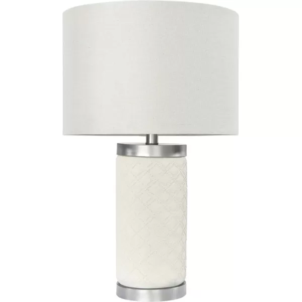 Creative CoOp Raw Concrete Imprinted Diamond Design and Metal Accents Table Lamp GreyLight Gray