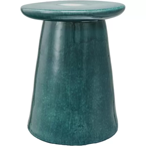 Creative CoOp Round Reactive Glaze Stoneware Stool Teal