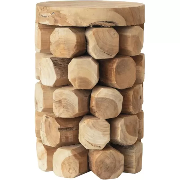Creative CoOp Round Teakwood Stool Natural