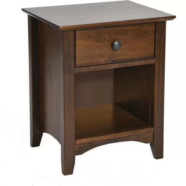 Creative CoOp Shaker 1Drawer Bed Side Table Nightstand WalnutSide Table