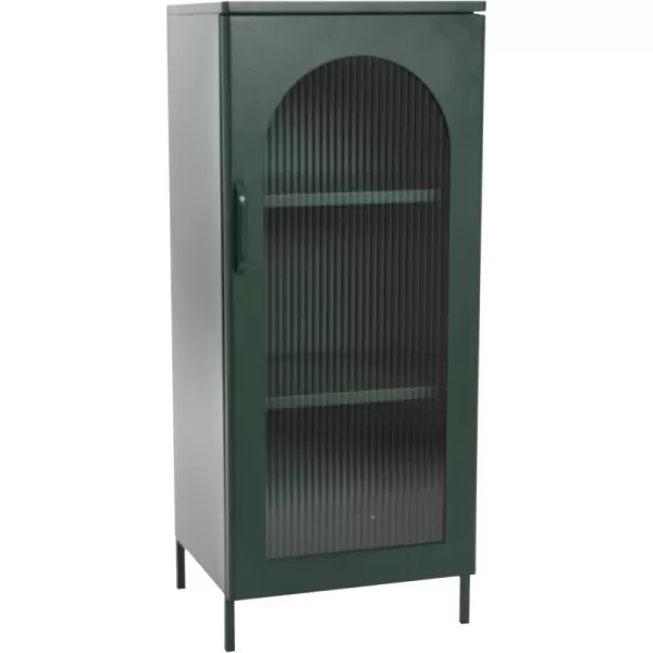 Creative CoOp Solstice Metal Cabinet with 2 Arched Glass Doors Dark GreenGreen