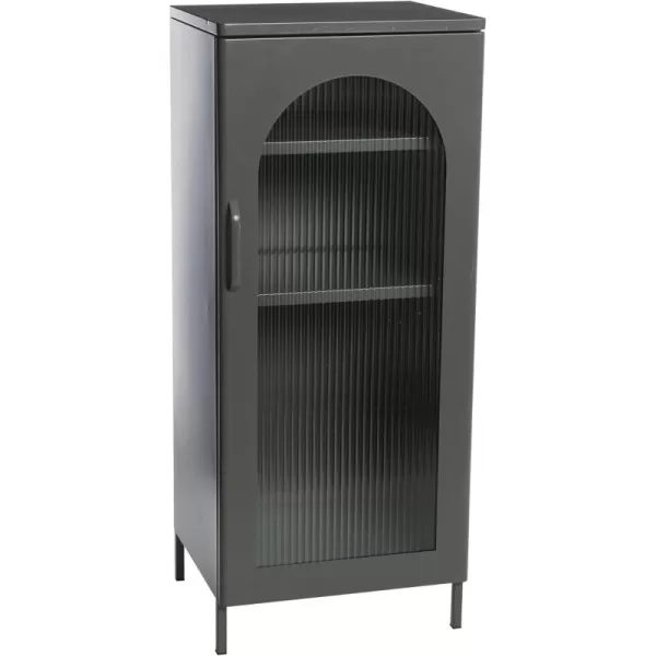 Creative CoOp Solstice Metal Cabinet with 2 Arched Glass Doors Dark GreenGrey
