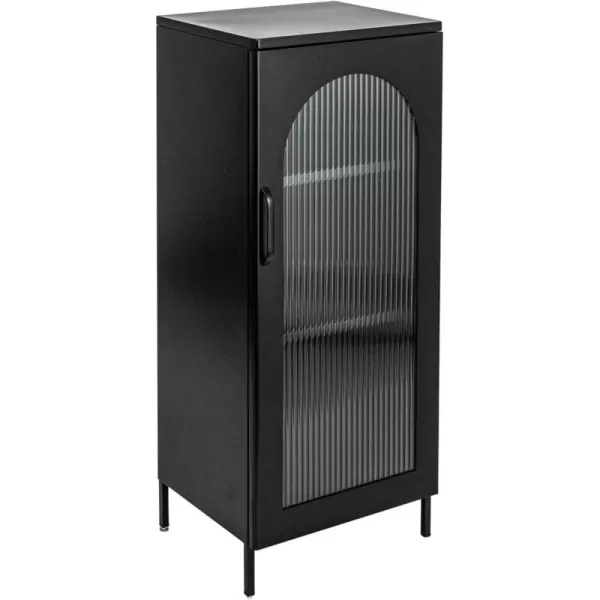 Creative CoOp Solstice Metal Cabinet with 2 Arched Glass Doors Dark GreenMatte Black