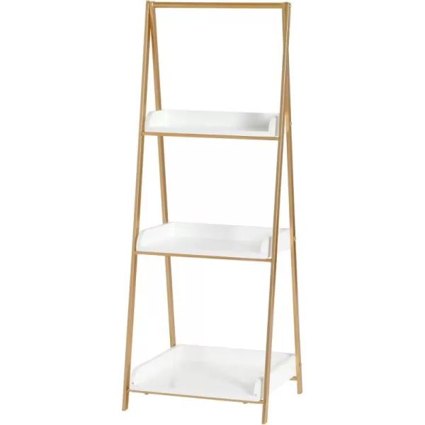 Creative CoOp Three Tier AFrame Open Standing Shelf White and Gold