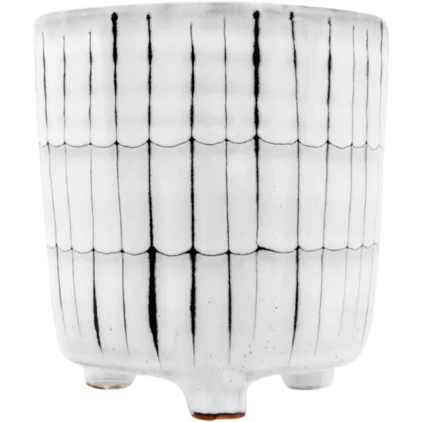 Creative CoOp White ampamp Black Terracotta Footed Planter