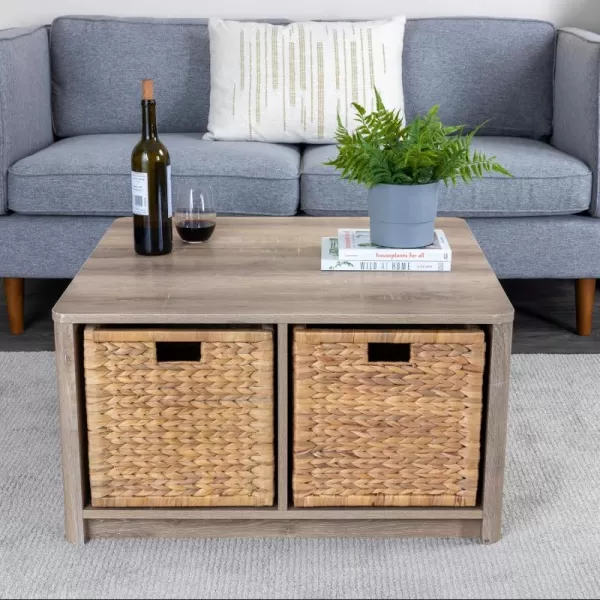 Creative CoOp Wood Console Table with Storage Coastal Oak Book ShelfCoffee Table
