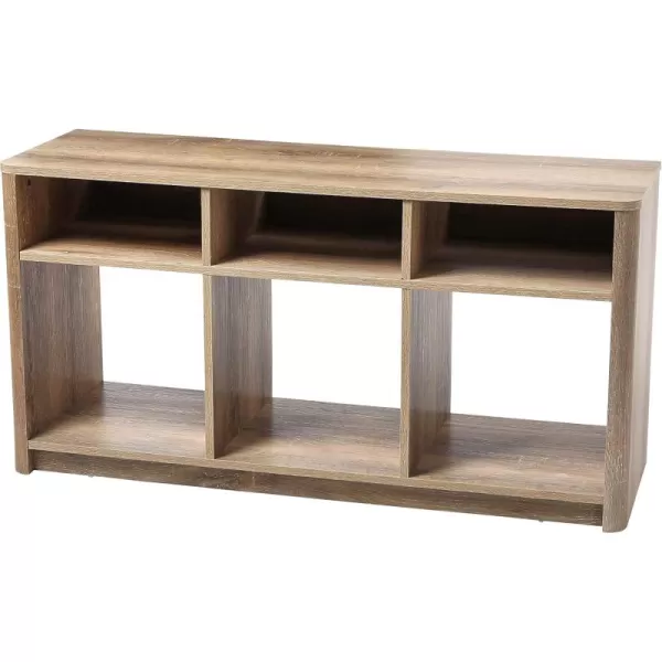 Creative CoOp Wood Console Table with Storage Coastal Oak Book ShelfTV Stand