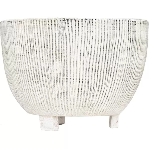 Distressed Cream Terracotta Planter with Fluted TextureFooted Planter