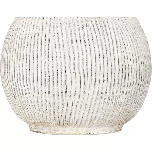 Distressed Cream Terracotta Planter with Fluted TexturePlanter