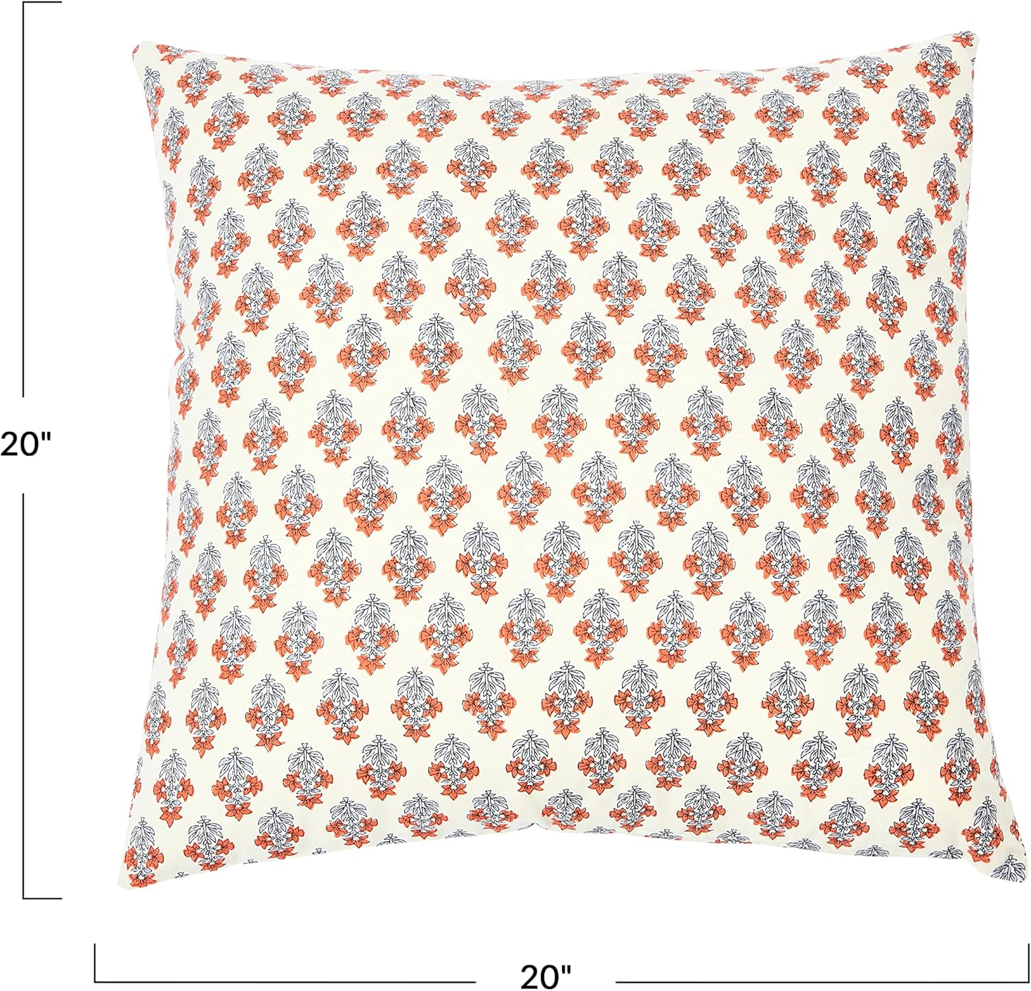 imageCreative CoOp Vintage Inspired Floral Block Pattern Square Cotton Decorative Throw Pillow Black ampamp WhiteRed  Cream