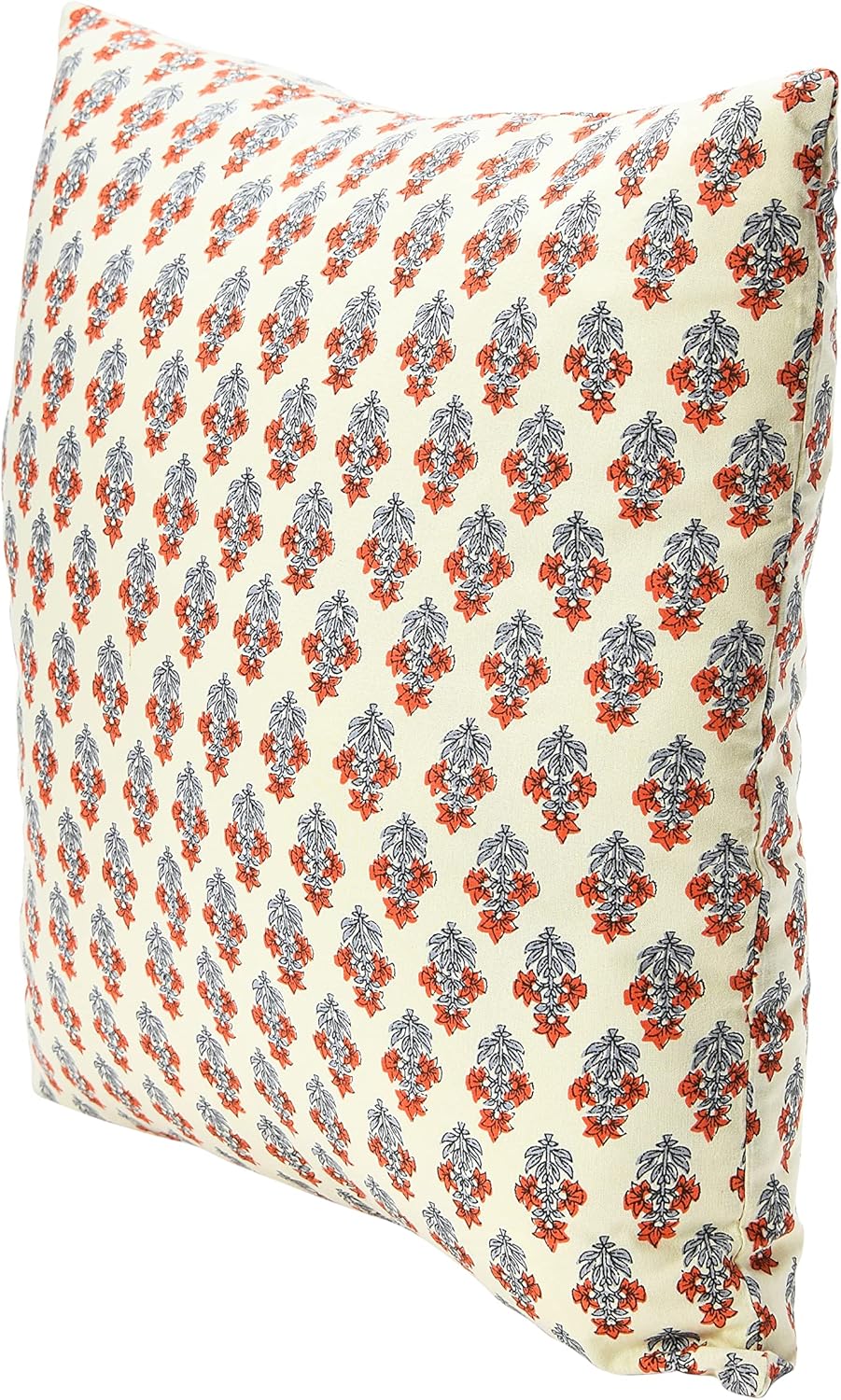 imageCreative CoOp Vintage Inspired Floral Block Pattern Square Cotton Decorative Throw Pillow Black ampamp WhiteRed  Cream