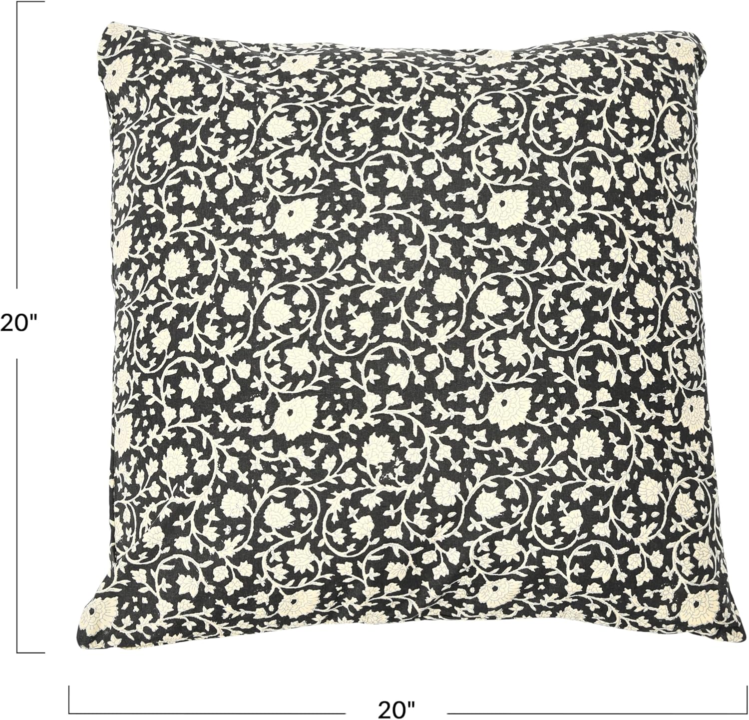 imageCreative CoOp Vintage Inspired Floral Block Pattern Square Cotton Decorative Throw Pillow Black ampamp WhiteWhite  Black