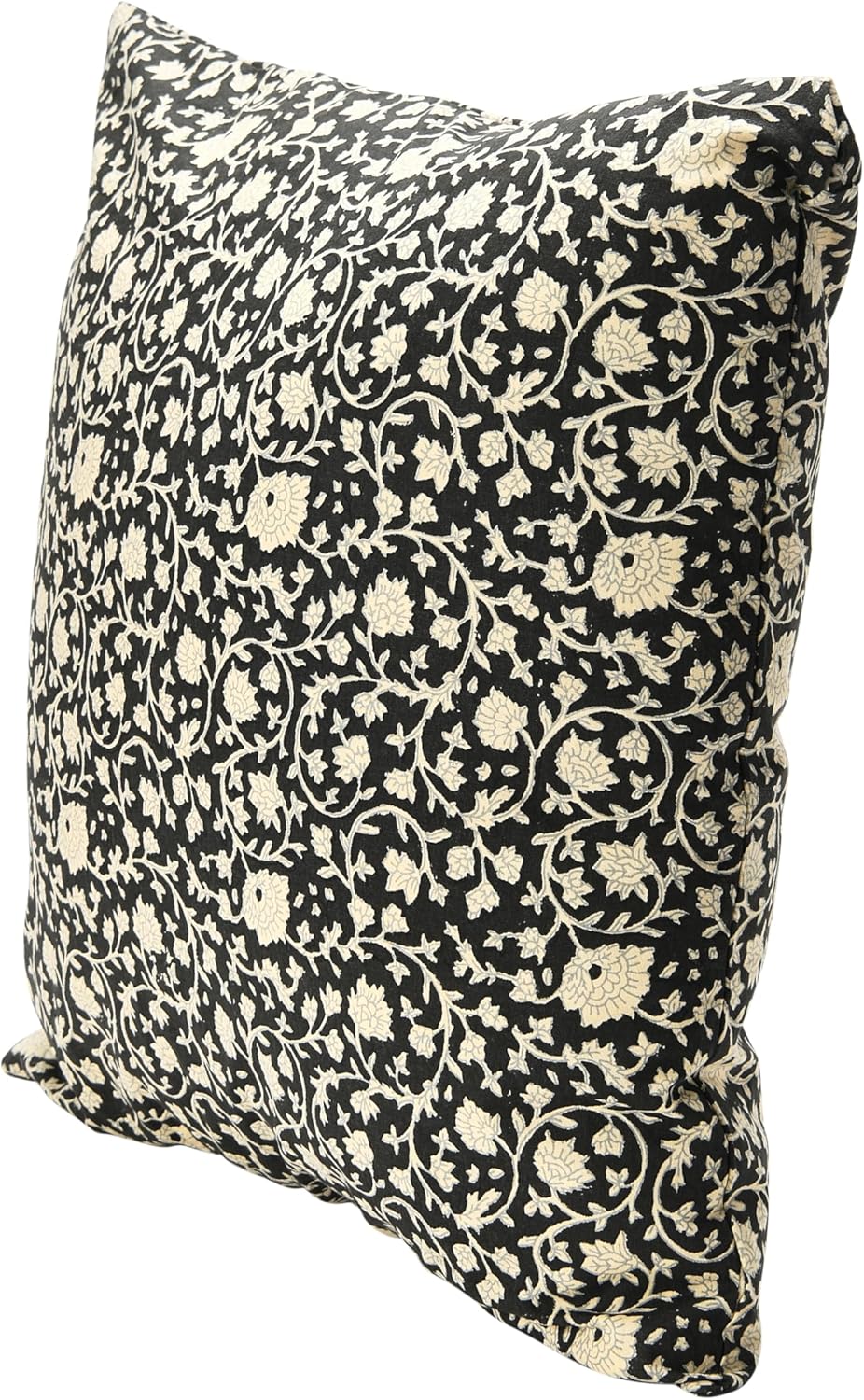 imageCreative CoOp Vintage Inspired Floral Block Pattern Square Cotton Decorative Throw Pillow Black ampamp WhiteWhite  Black