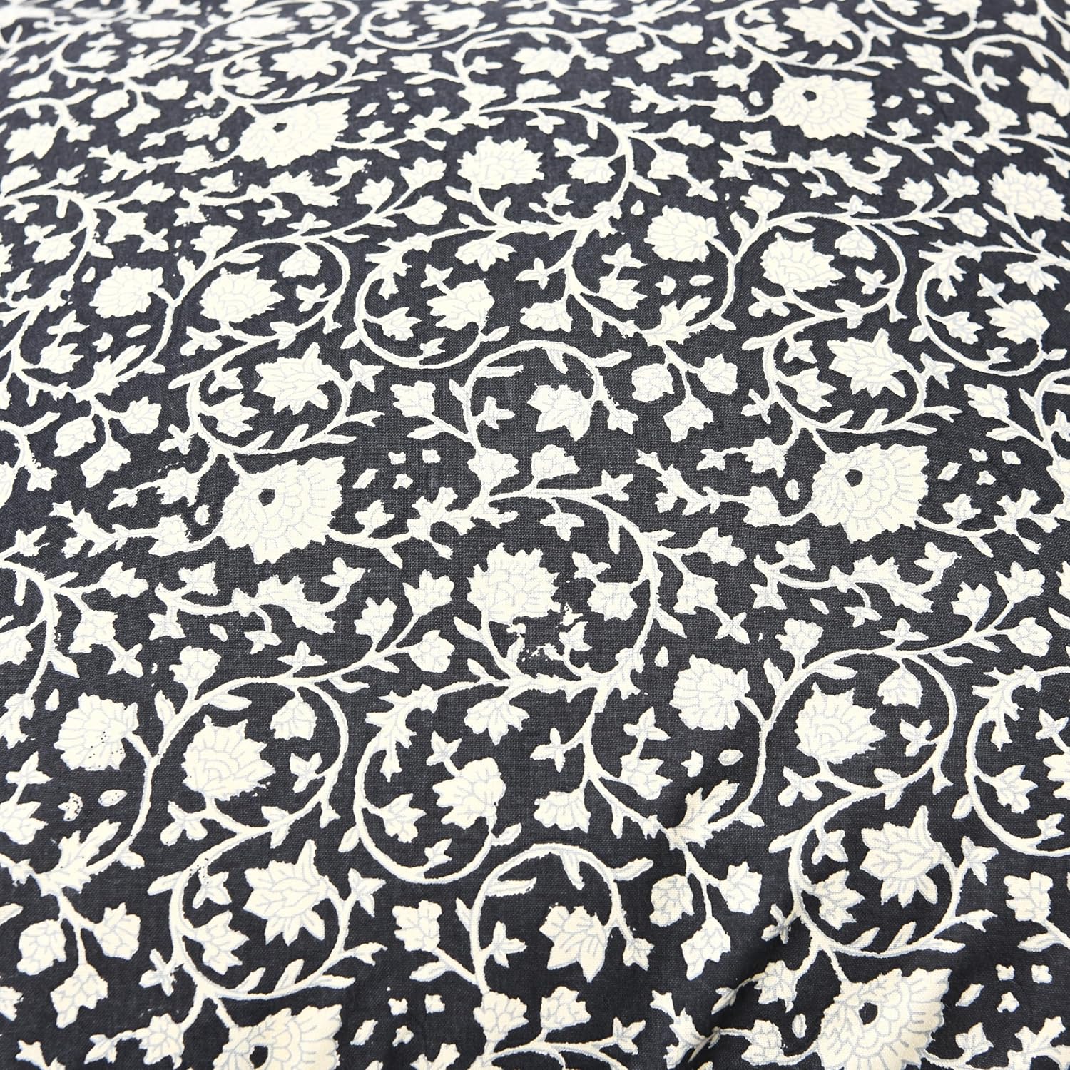 imageCreative CoOp Vintage Inspired Floral Block Pattern Square Cotton Decorative Throw Pillow Black ampamp WhiteWhite  Black