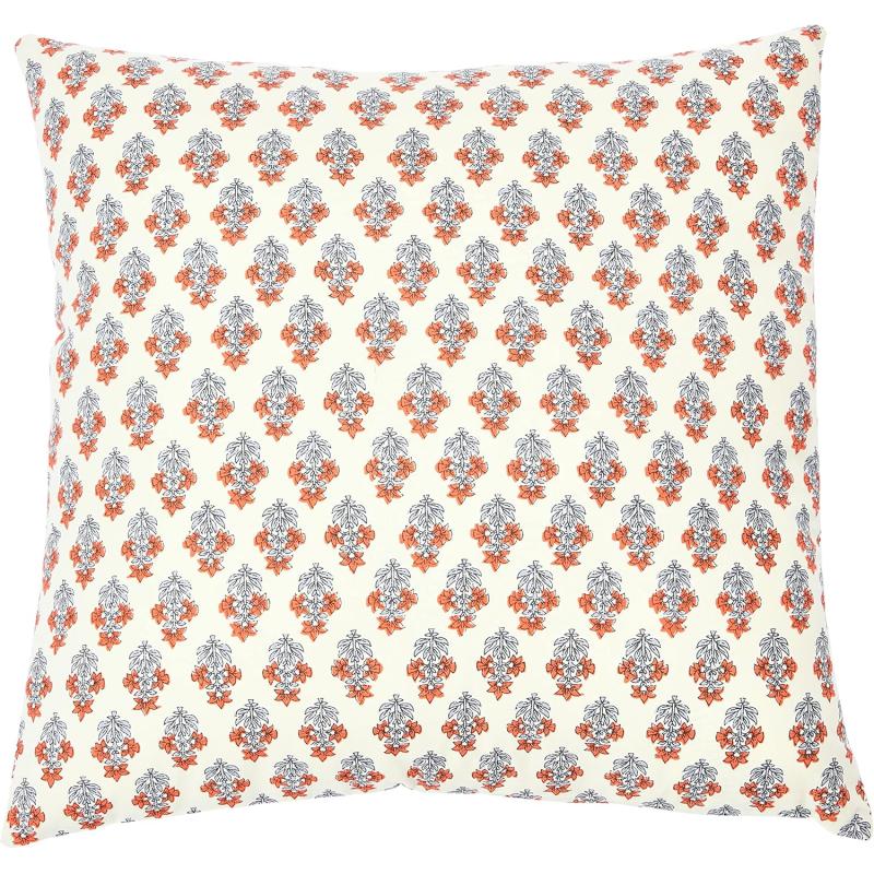 imageCreative CoOp Vintage Inspired Floral Block Pattern Square Cotton Decorative Throw Pillow Black ampamp WhiteRed  Cream