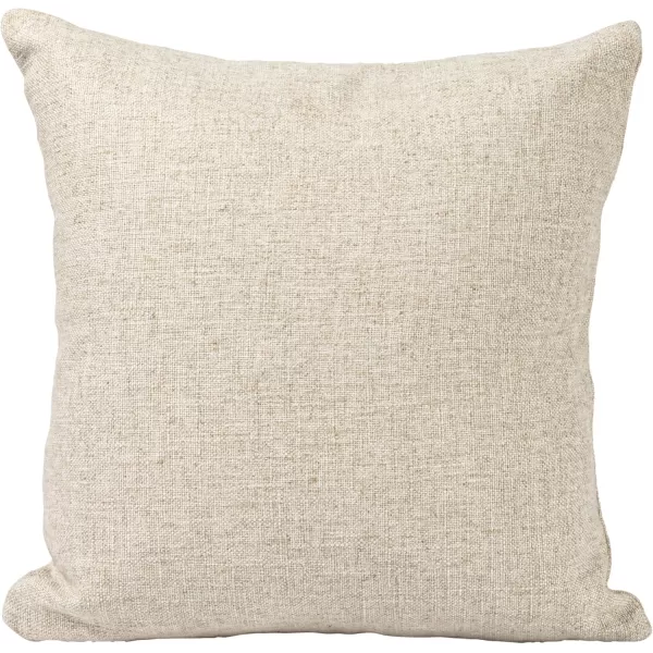 Creative CoOp 16quot Square Linen Blend Frog and The Kissing Booth is Closed Text Prints and French Knots Natural and Green Pillow