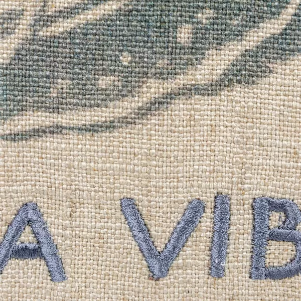 Creative CoOp 16quot Square Linen Blend Printed Snail and Its a Vibe Text Embroidery Natural and Gray Pillow