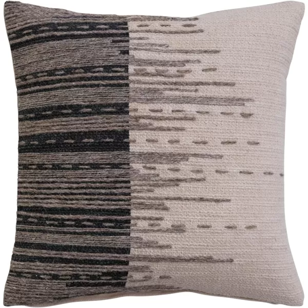 Creative CoOp 18 Inches Square Cotton Jacquard Jute Embroidery Multicolored Pillow Multi