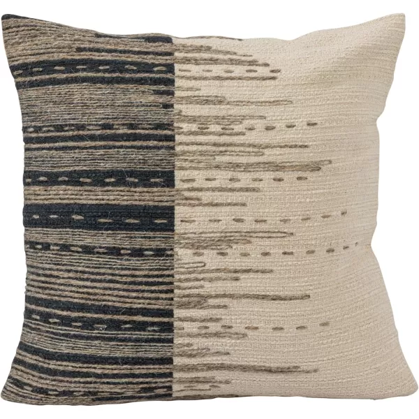 Creative CoOp 18 Inches Square Cotton Jacquard Jute Embroidery Multicolored Pillow Multi
