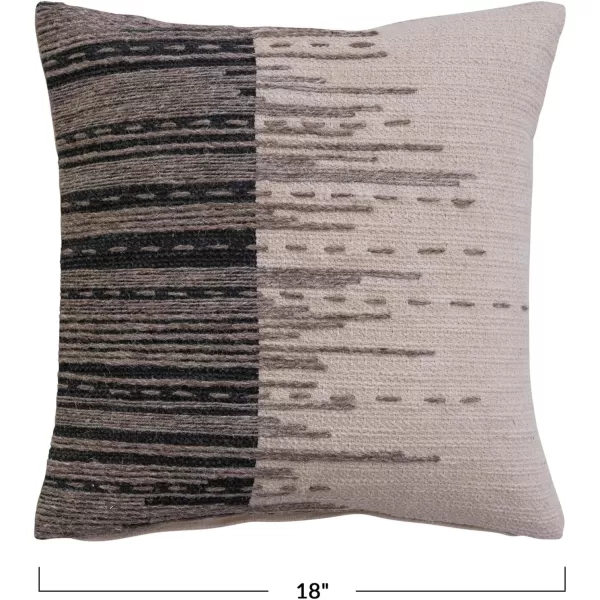 Creative CoOp 18 Inches Square Cotton Jacquard Jute Embroidery Multicolored Pillow Multi