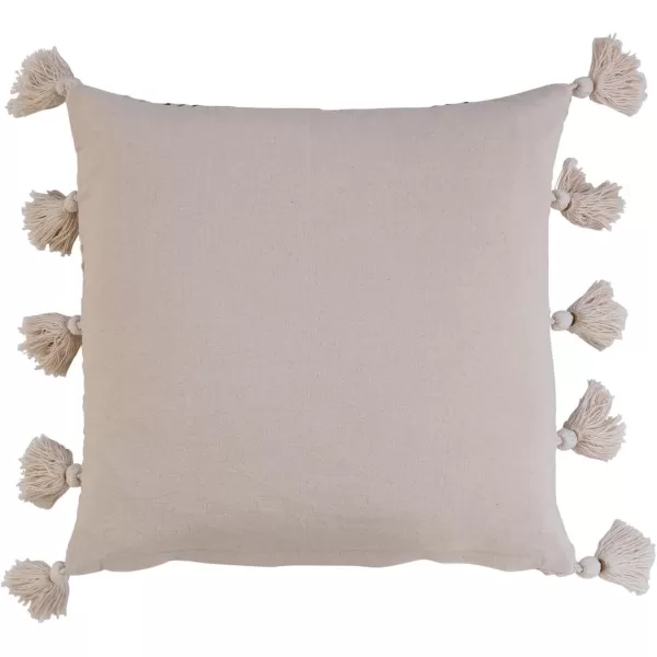 Creative CoOp 18 Inches Square Woven Cotton Embroidery and Tassels Multicolored Pillow Multi