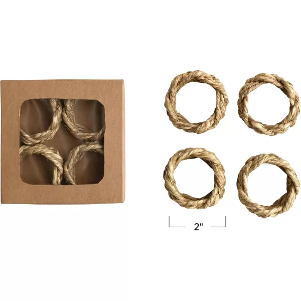 imageCreative CoOp 2 Inches Round Braided Seagrass Natural Set of 4 Napkin Ring