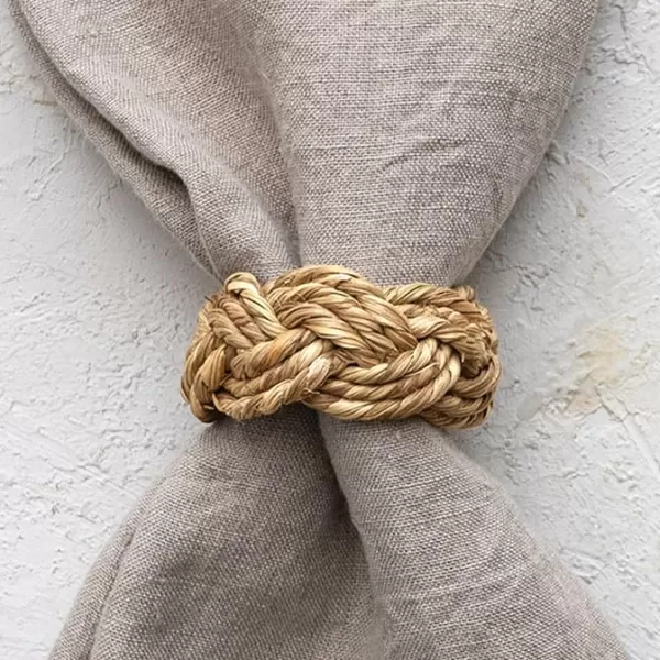 imageCreative CoOp 2 Inches Round Braided Seagrass Natural Set of 4 Napkin Ring