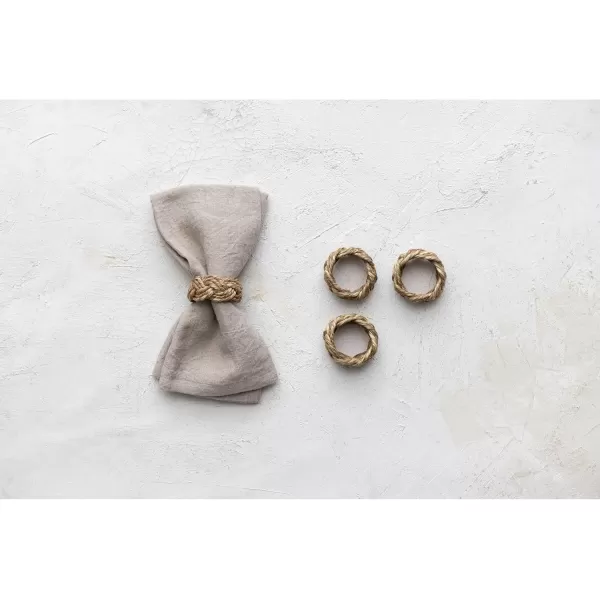 imageCreative CoOp 2 Inches Round Braided Seagrass Natural Set of 4 Napkin Ring