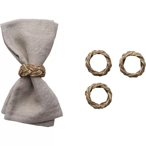 imageCreative CoOp 2 Inches Round Braided Seagrass Natural Set of 4 Napkin Ring