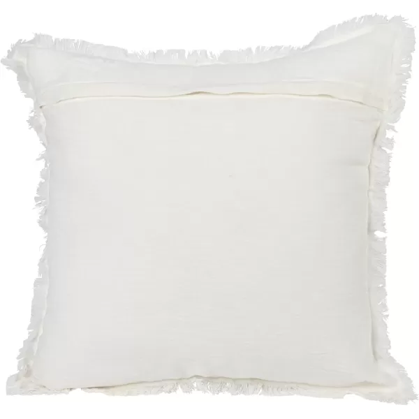 Creative CoOp 20 Inches Square Stonewashed Linen Fringe Ivory Pillow