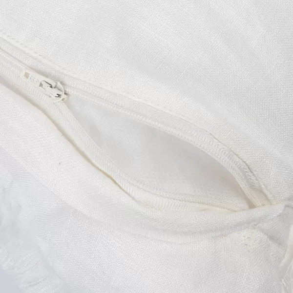 Creative CoOp 20 Inches Square Stonewashed Linen Fringe Ivory Pillow