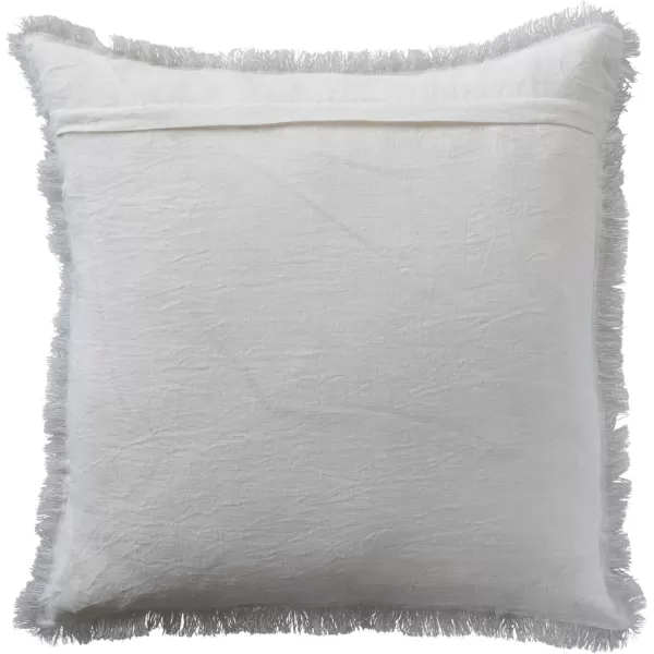 Creative CoOp 20 Inches Square Stonewashed Linen Fringe Ivory Pillow