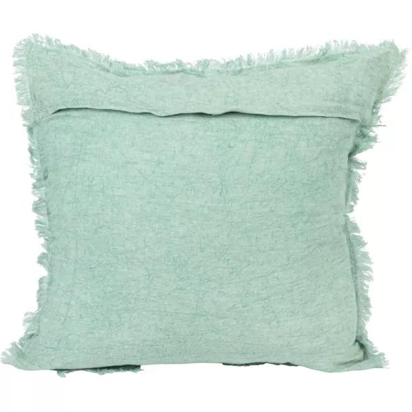 Creative CoOp 20 Inches Square Stonewashed Linen Fringe Mint Pillow