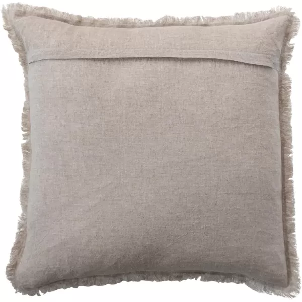 Creative CoOp 20 Inches Square Stonewashed Linen Fringe Natural Pillow