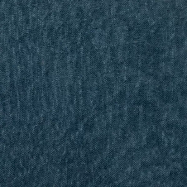 Creative CoOp 20 Inches Square Stonewashed Linen Fringe Navy Pillow Blue