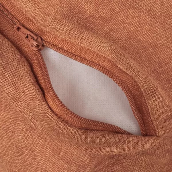 Creative CoOp 20 Inches Square Stonewashed Linen Fringe Rust Pillow Orange