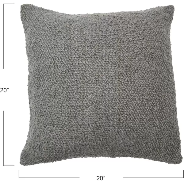 Creative CoOp 20quot Square Boucle Cotton Pillow Decorative Pillow Cover 20quot x 20quot GreyGray