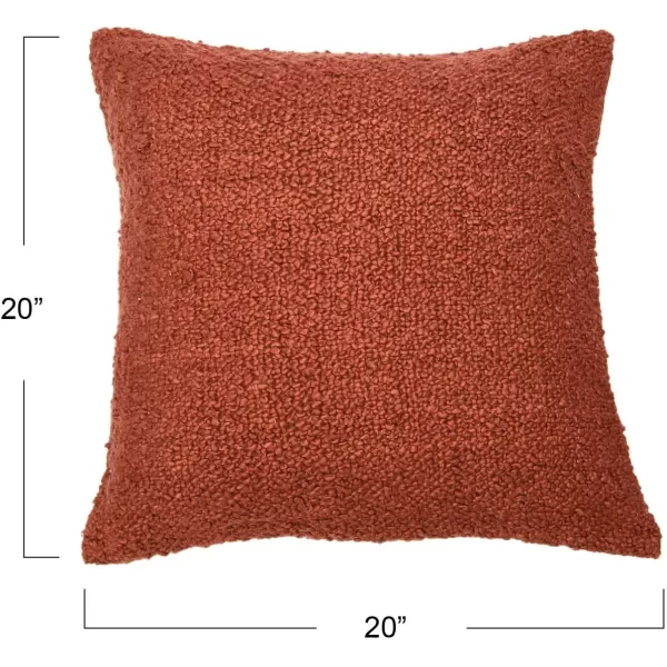 Creative CoOp 20quot Square Boucle Cotton Pillow Decorative Pillow Cover 20quot x 20quot GreyRust
