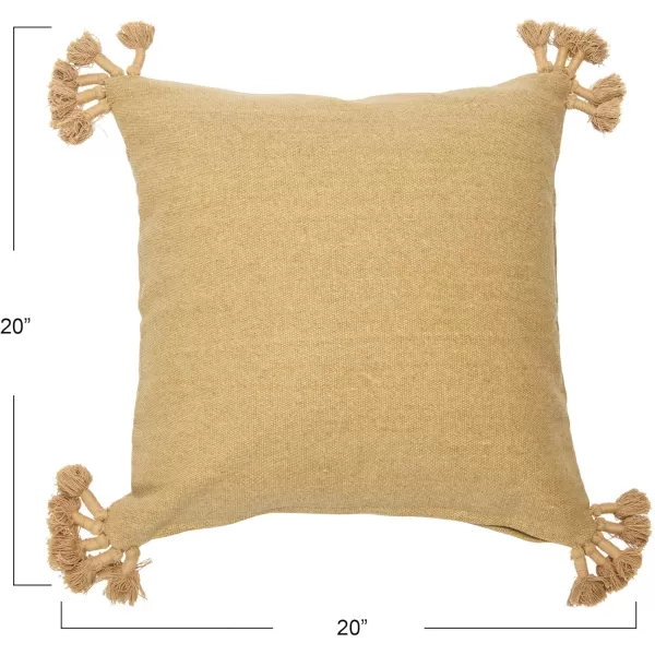 Creative CoOp 20quot Square Canvas Pillow Tassels Decorative Pillow Cover BeigeBeige