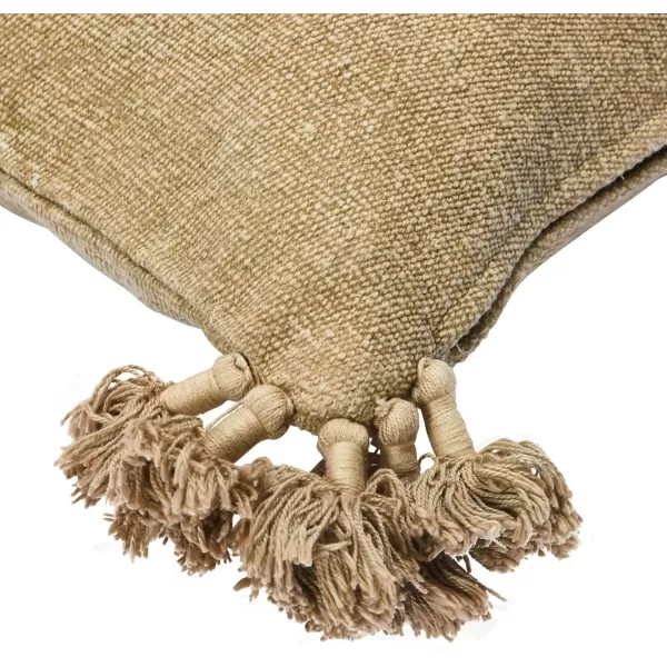 Creative CoOp 20quot Square Canvas Pillow Tassels Decorative Pillow Cover BeigeBeige