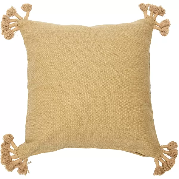 Creative CoOp 20quot Square Canvas Pillow Tassels Decorative Pillow Cover BeigeBeige