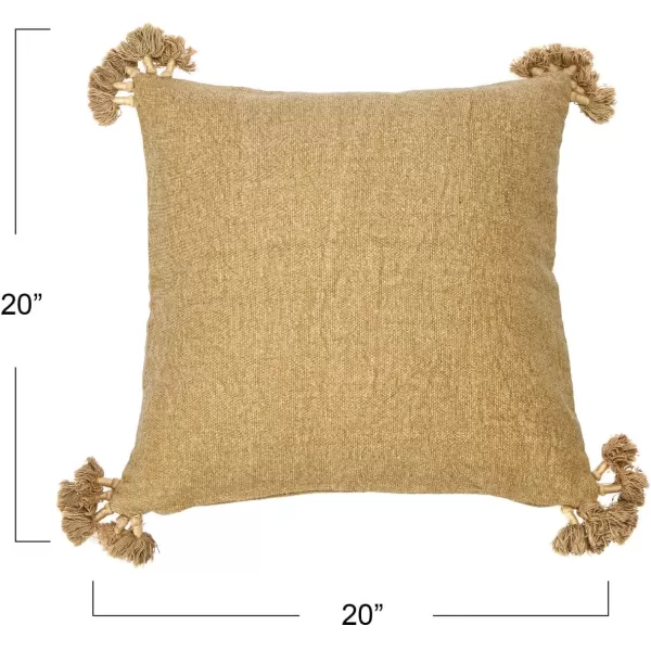 Creative CoOp 20quot Square Canvas Pillow Tassels Decorative Pillow Cover BeigeBeige